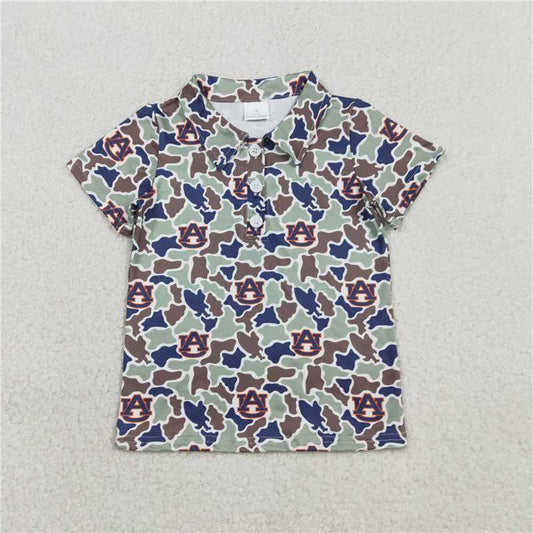 custom moq 5 mix size VAHG01 Adult Camo Print Short Sleeve Team Button Polo Shirts Top
