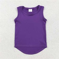 RTS NO MOQ Sibling Baby Girls  Green Sleeveless Vests Tops