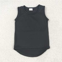 RTS NO MOQ Sibling Baby Girls  Green Sleeveless Vests Tops