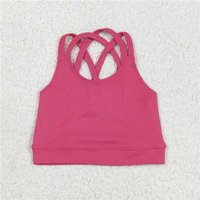 RTS NO MOQ Sibling Baby Girls Peach Strap Yoga Vest Tops