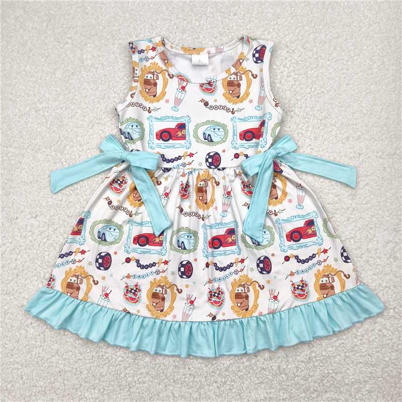 Cute Clothes 	GSD2061 Baby girl's light blue sleeveless summer dress