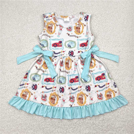 Cute Clothes 	GSD2061 Baby girl's light blue sleeveless summer dress