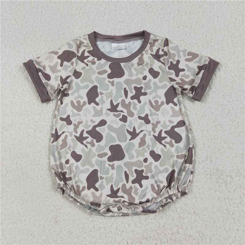 RTS NO MOQ Sibling baby Boys clothes camouflage duck short sleeve rompers