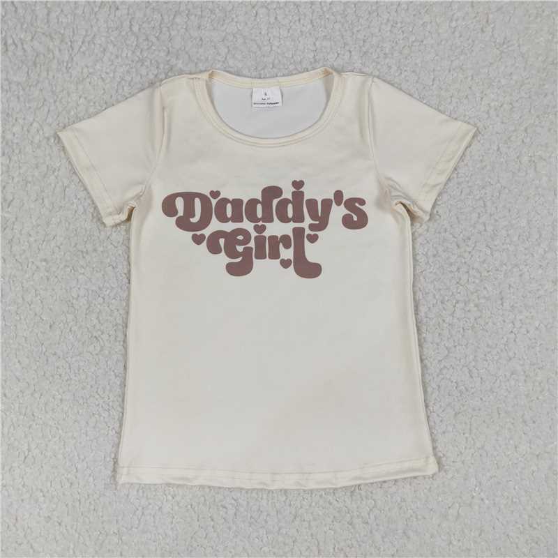 SALES NEW Baby Girls Short Sleeve Beige T-shirts Top Infant Casual Cotton Clothes for Girls