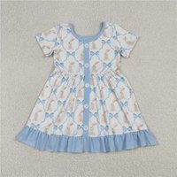 RTS NO MOQ Sibling Baby Girls Short sleeves clover boots western girls St Patrick's dress