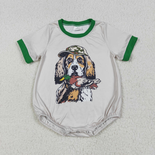 RTS NO MOQ SR3091 Camouflage cap, puppy, duck, brown and green short-sleeved jumpsuit