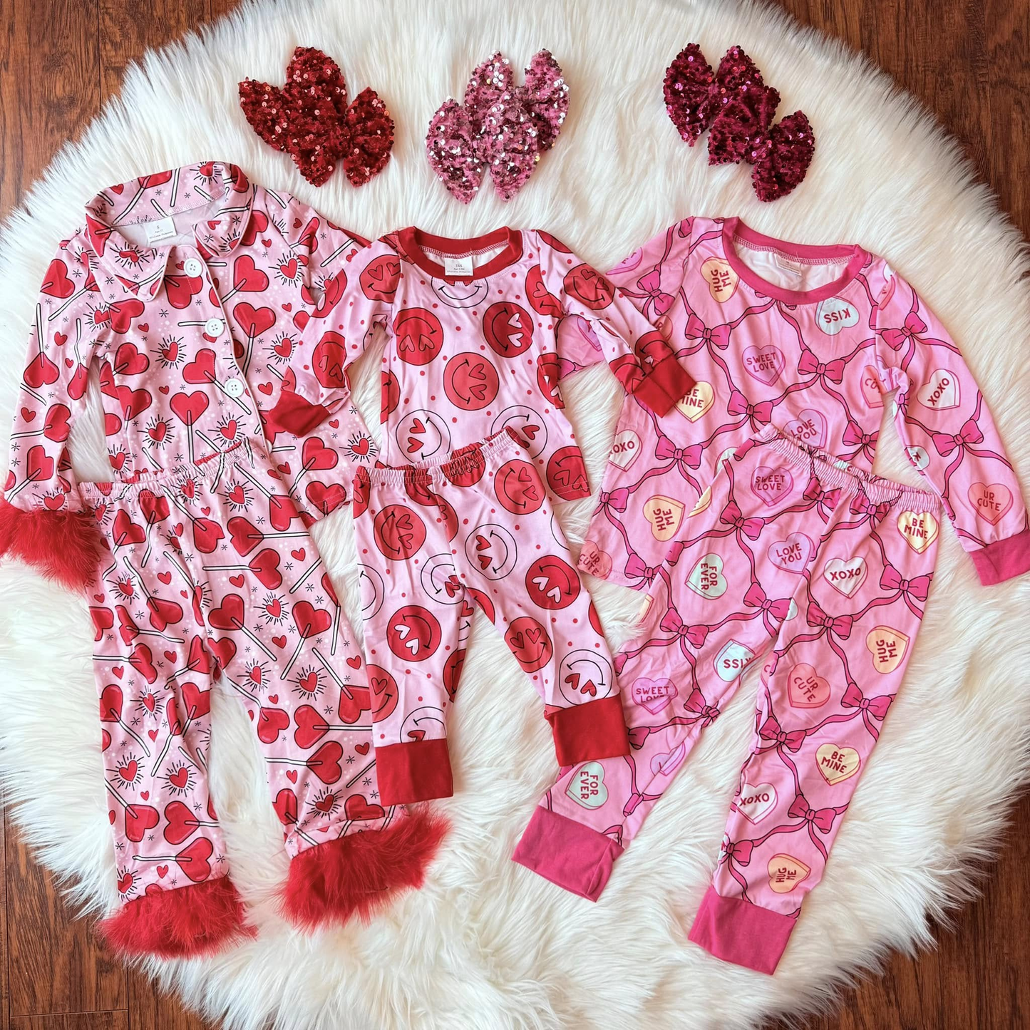 RTS NO MOQ Sibling Baby girls Clothes Valentine long-sleeved pants sets