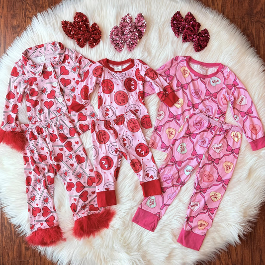 RTS NO MOQ Sibling Baby girls Clothes Valentine long-sleeved pants sets