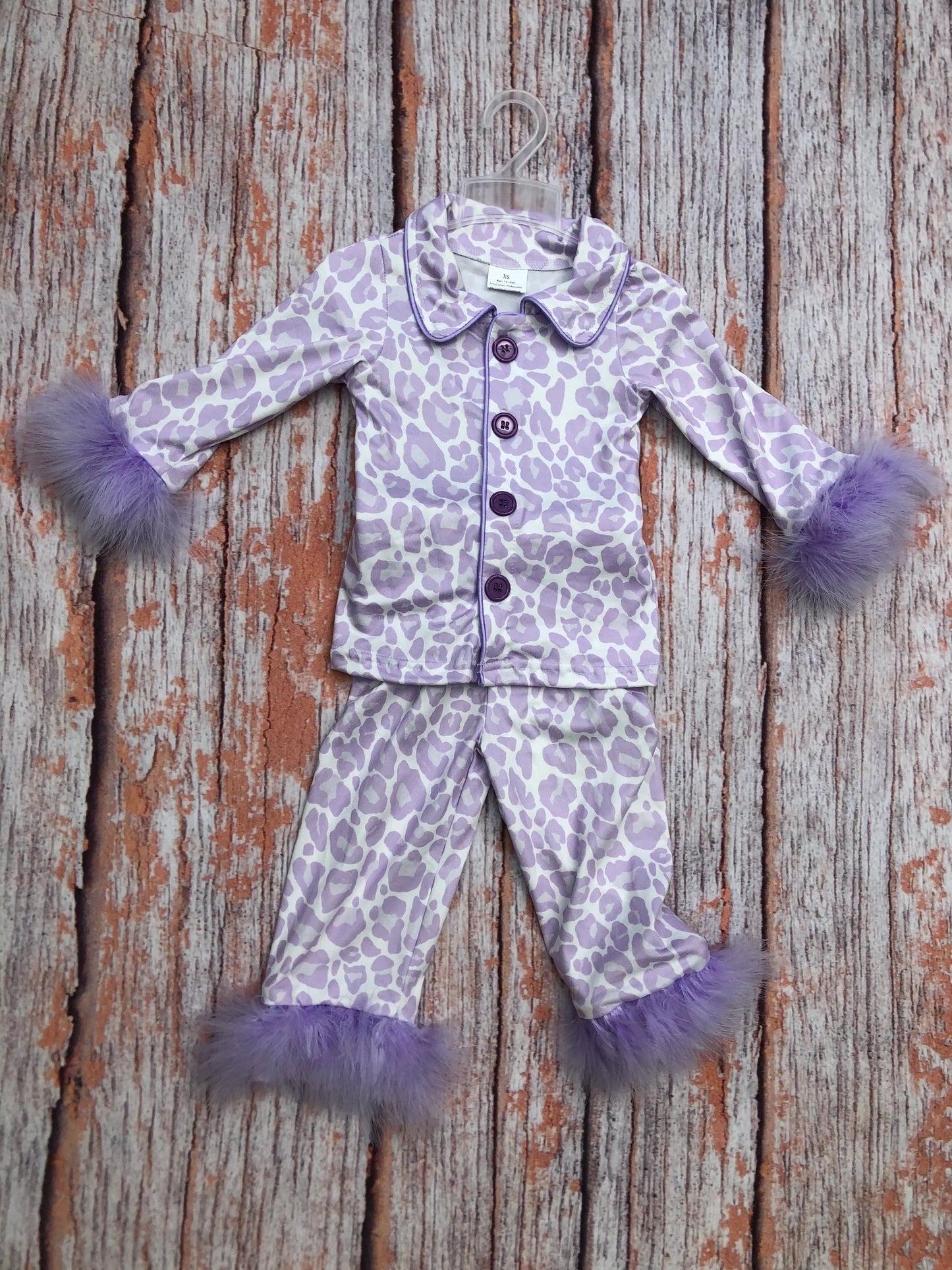RTS NO MOQ Baby Girls Winter Sibling Cute Buttons Top Pants Fur Pajamas Clothes Sets