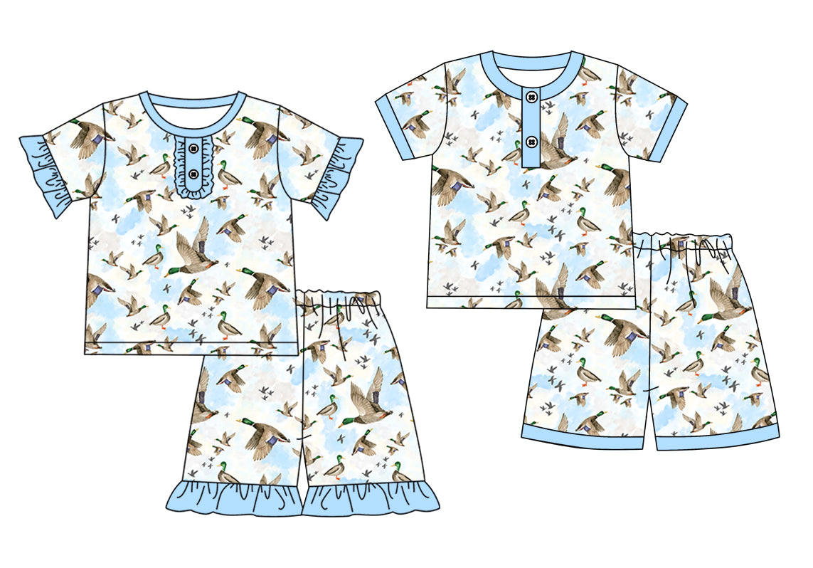 3.20 custom each style moq 5eta 4-6week Sibling Sister duck baby girl sets 1 and sets 2 match family design