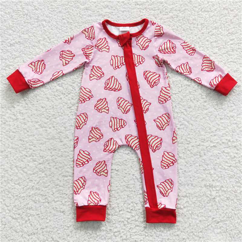 Baby boys Christmas style Christmas tree cookie print white polka dot pink Family Series Siblings Set