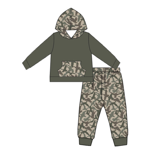 7.6 custom each style moq 5eta 4-6week camouflage hooded long sleeve pants baby boys sets