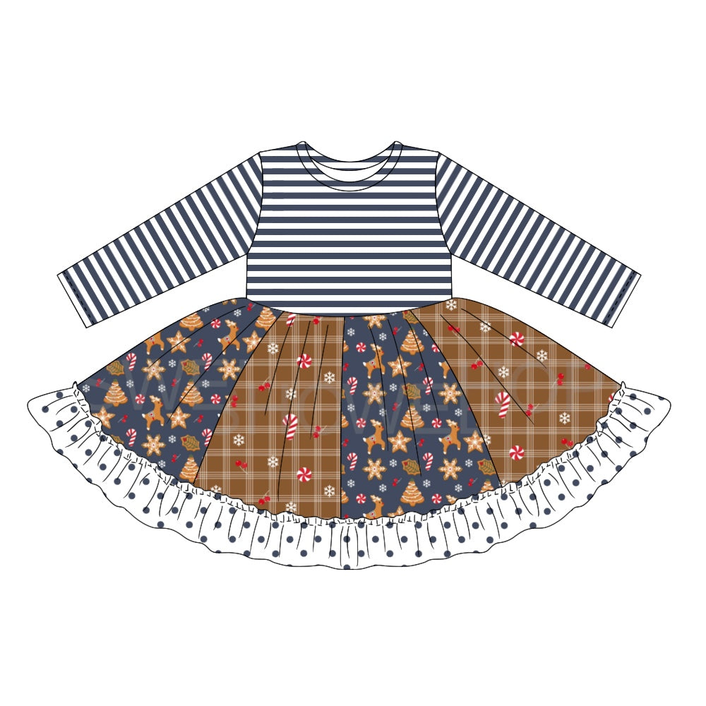 6.23 custom each style moq 5eta 4-6week baby girls clothes Christmas long sleeve girls dress