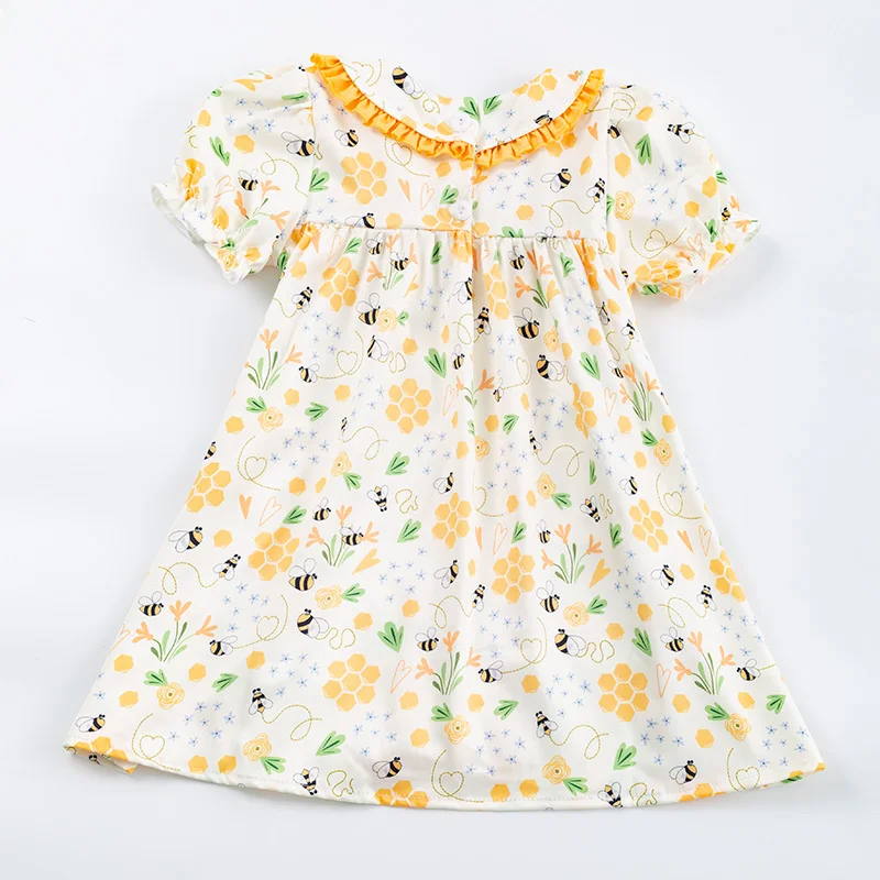 5.21custom each style moq 5eta 4-5week Sibling Sister bee print yellow girls and baby briefs set match family design