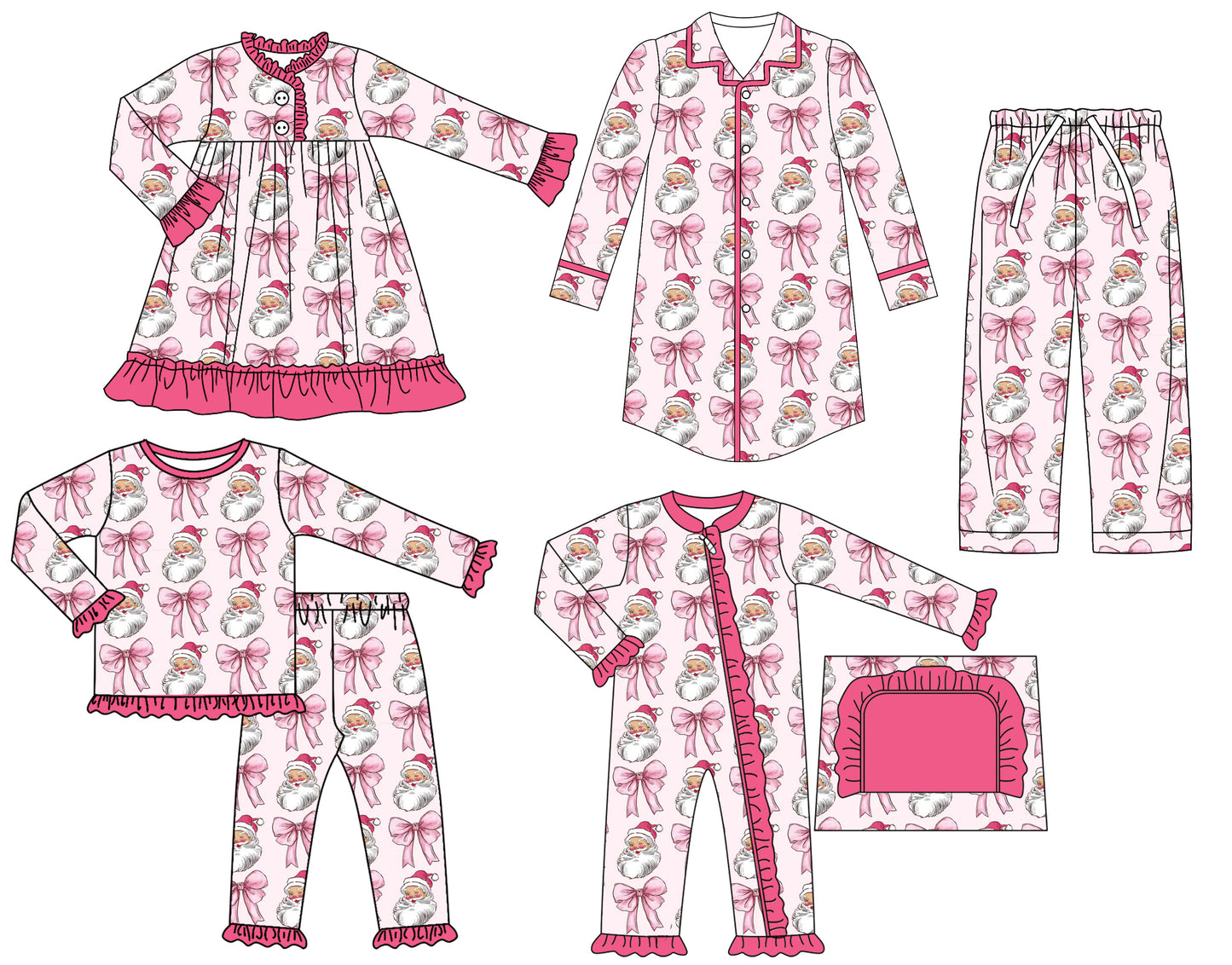 25.6.27 custom each style moq 5eta 4-6week Sibling Sisters Christmas bow baby girl long sleeve pants sets and adult top and adult pants and romper and dress match family design
