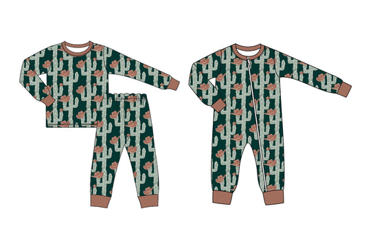 25.6.13 custom each style moq 5eta 4-6week Sibling Sisters catcus hat baby boy long sleeve pants sets and rompers match family design