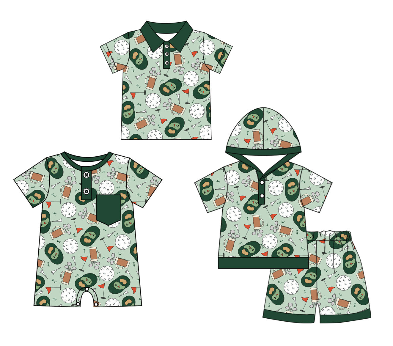 11.27 custom each style moq 5eta 4-6week Sibling Sister green baby boy short sleeve shorts sets and boy romper and top match design