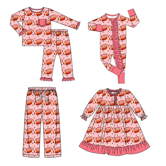 25.9.12 custom each style moq 5eta 4-8week Sibling Sister rugby bow baby long sleeve pants sets and romper and dress and adult pants match design