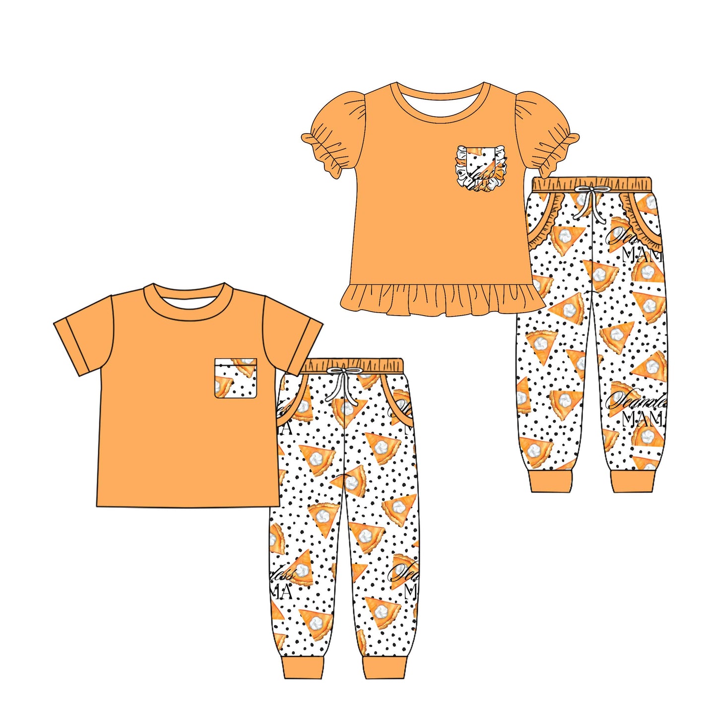 4.26 custom each style moq 5eta 4-6week Sibling Sister baby boy pants sets 1 and sets 2 match family design