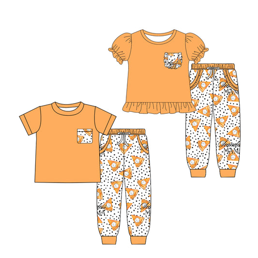 4.26 custom each style moq 5eta 4-6week Sibling Sister baby boy pants sets 1 and sets 2 match family design