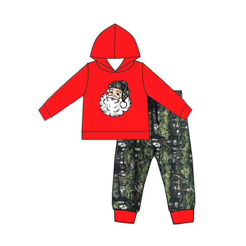 6.12 custom each style moq 5eta 4-5week Sibling Sister Christmas Santa Claus red girls hooded sets and boys sets and dress match family design