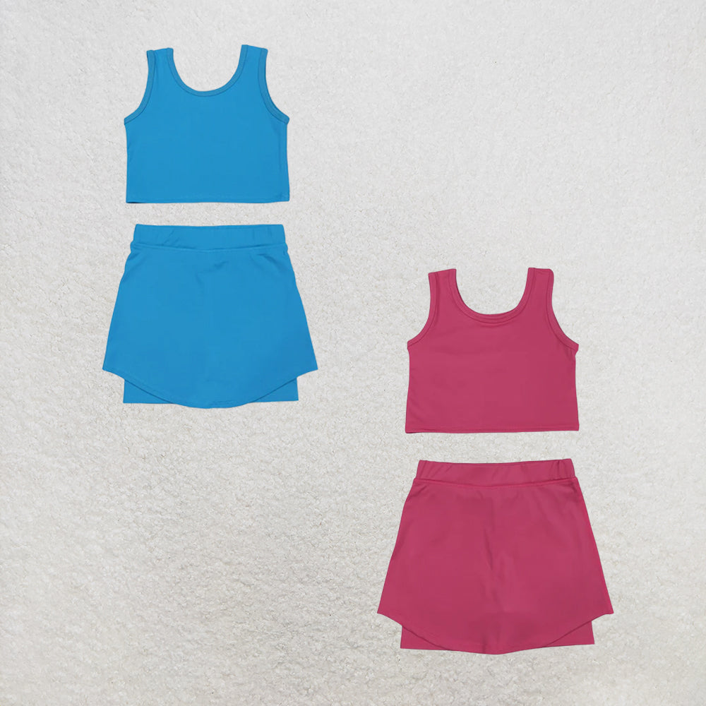 RTS NO MOQ Sibling Baby Girls Vest Top Skirt Shorts Bottom Active Active Clothes Yoga Set