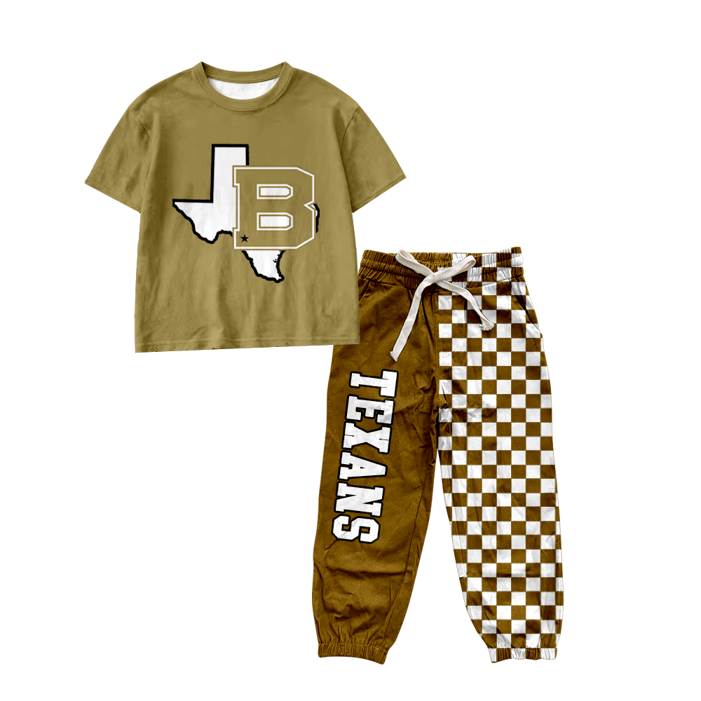 custom moq 5 mix size MSD070808 Baby Boys Short Sleeve Shirt Top Checked Long Pants Casual Set