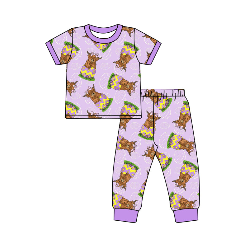 10.21 custom each style moq 5eta 4-6week Sibling Sister easter alpine purple baby boys short sleeve sets and rompers match design