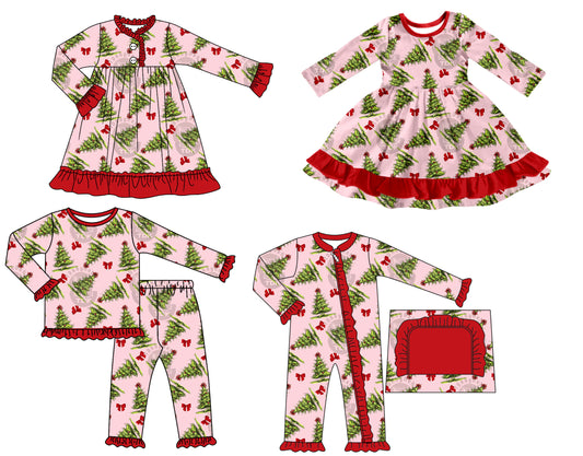 25.7.26 custom each style moq 5 eta 4-6week Sibling Sisters Christmas baby girl long sleeve pants sets and romper and dress 1 and dress 2 match family design