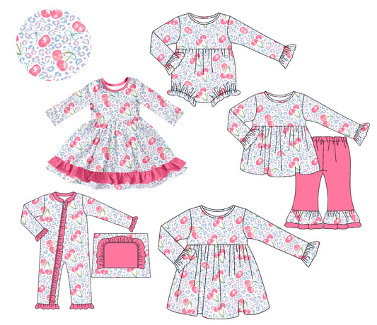 25.7.19 custom each style moq 5 eta 4-6week Sibling Sisters baby girl long sleeve pants sets and romper 1 and romper 2 and dress 1 and dress 2 match family design
