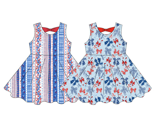 3.3 Custom moq 5 mix size Sibling Baby Girl's 4th of July Sleeveless Dress Cute Toddler Girls' Summer Casual Dress