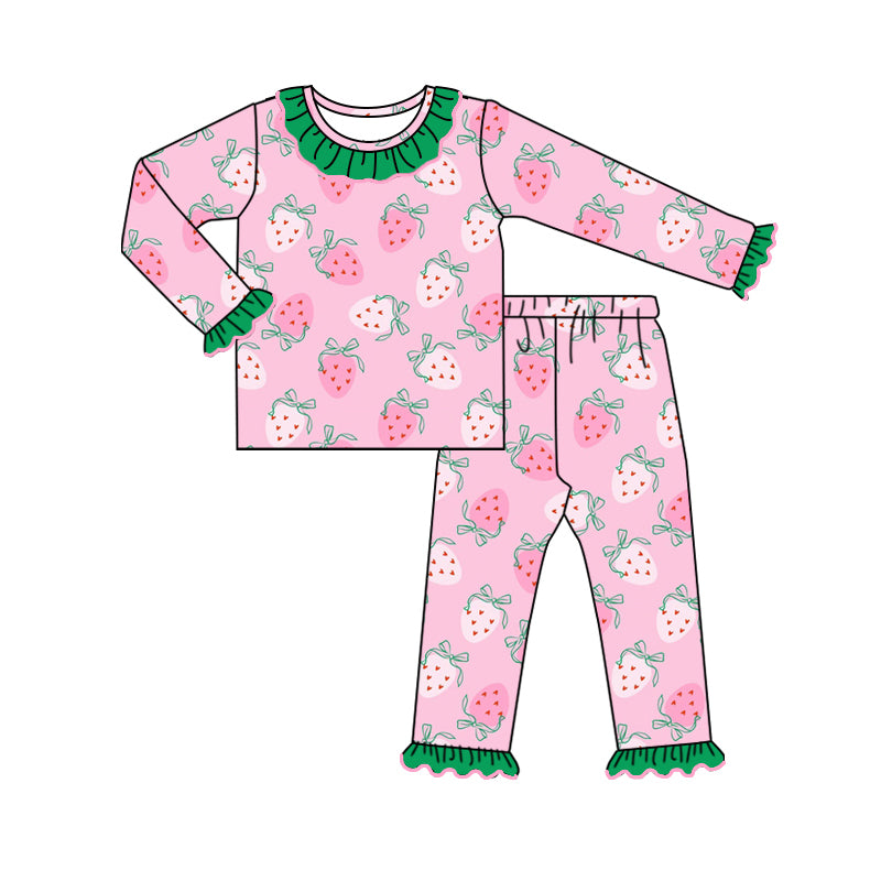 8.1 custom each style moq 5eta 4-6week Sibling Sister strawberry pink baby girls sets and dress and rompers match family design