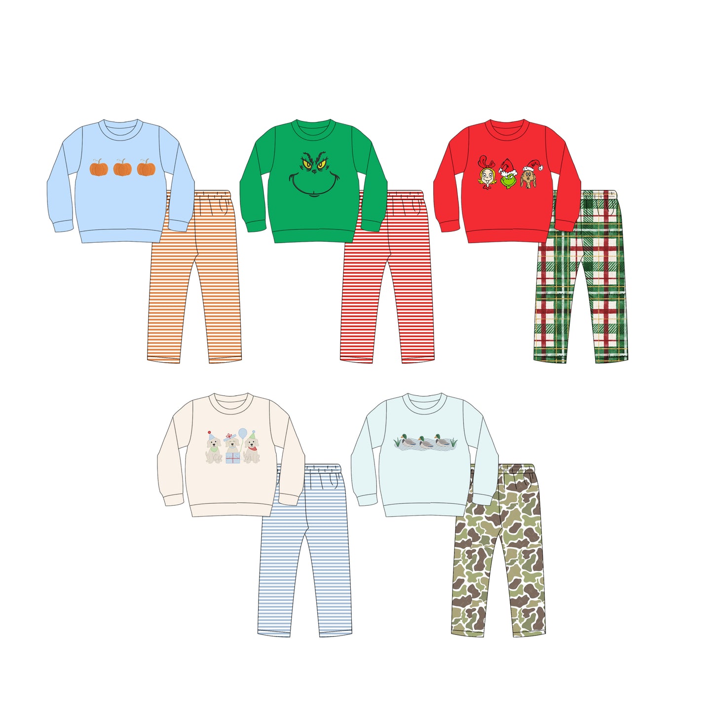 custom each style moq 5 eta 6-7week Sibling Sisters Christmas baby boy long sleeve pants sets 1 and sets 5-25.8.9