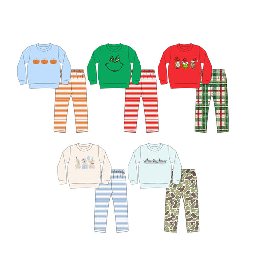 custom each style moq 5 eta 6-7week Sibling Sisters Christmas baby boy long sleeve pants sets 1 and sets 5-25.8.9