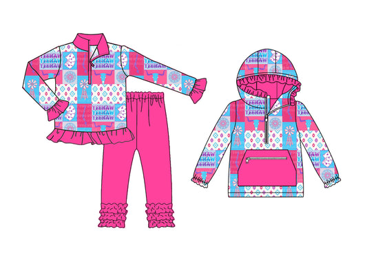 25.7.18 custom each style moq 5eta 4-6week Sibling Sisters baby girl long sleeve pants sets and top match family design