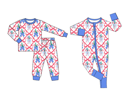 25.5.20 custom each style moq 5eta 4-6week Sibling Sisters Christmas trees bow baby boy long sleeve pants sets and rompers match family design