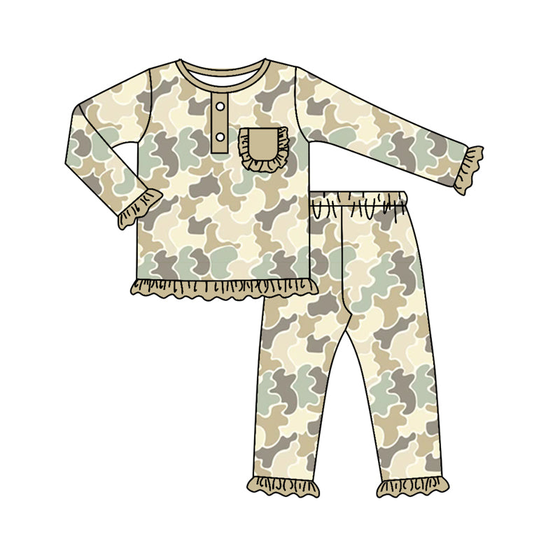 8.6 custom each style moq 5eta 4-6week Sibling Sister camouflage beige baby girls sets and rompers match family design
