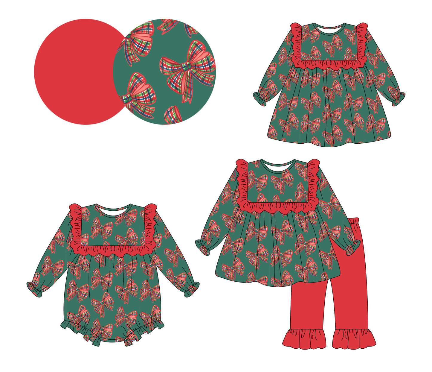 25.6.16 custom each style moq 5eta 4-6week Sibling Sisters Christmas bow baby girl long sleeve pants sets and dress and rompers match family design