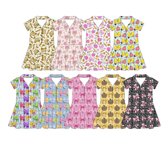 25.12.30 custom each style moq 5 eta 6-8week Sibling Sister bow baby short sleeve dresses 9 match design
