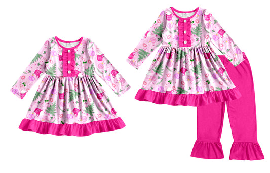 25.8.30 custom each style moq 5eta 4-6week Sibling Sisters Christmas baby girl long sleeve pants sets and dress match family design