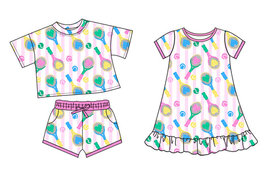 25.10.10 custom each style moq 5 eta 6-8week Sibling Sister baseball baby girl short sleeve shorts sets and dress match design
