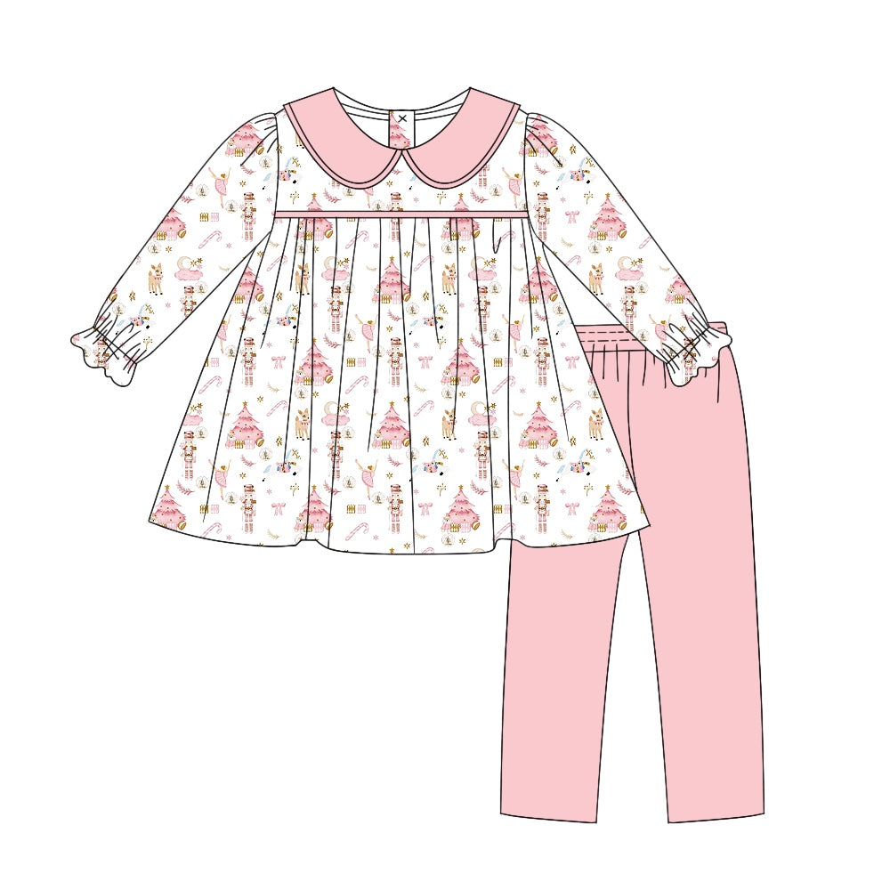 6.25 custom each style moq 5eta 4-6week Sibling Sister Christmas trees baby girls sets and dress and briefs sets match family design
