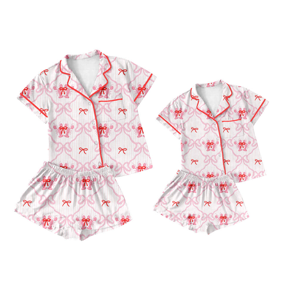 25.10.2 custom each style moq 5eta 4-6week Sibling Sister bow baby short sleeve shorts sets and adult set match design