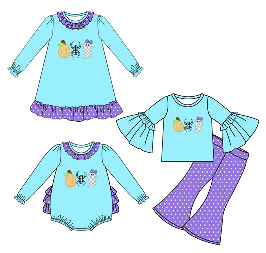 25.7.17 custom each style moq 5eta 4-6week Sibling Sisters pumpkin baby girl long sleeve pants sets and dress and rompers match family design