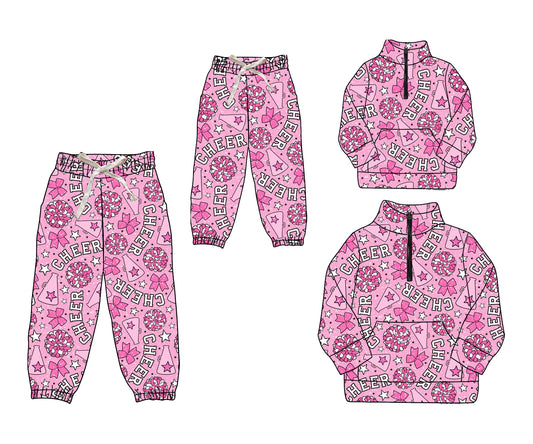 25.9.2 custom each style moq 5eta 4-6week Sibling Sister CHEER baby long sleeve top and pant and adult top and adult pant match design