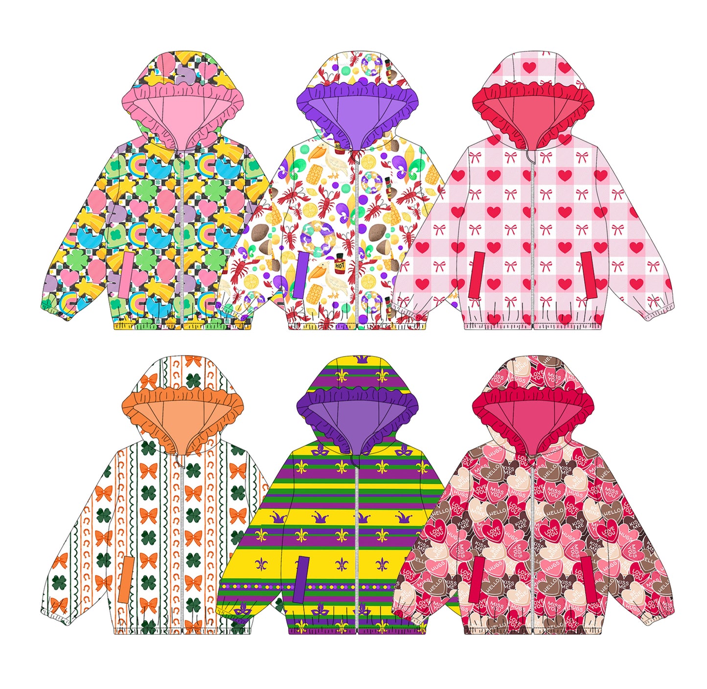 25.9.20 custom each style moq 8 eta 6-8week Sibling Sisters baby girl hooded long sleeve top 6 match family design