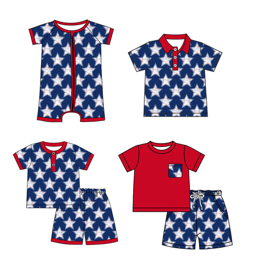 4.2 custom each style moq 5eta 4-6week Sibling Sister stars baby boy sets 1 and sets 2 and boy rompers and top match family design