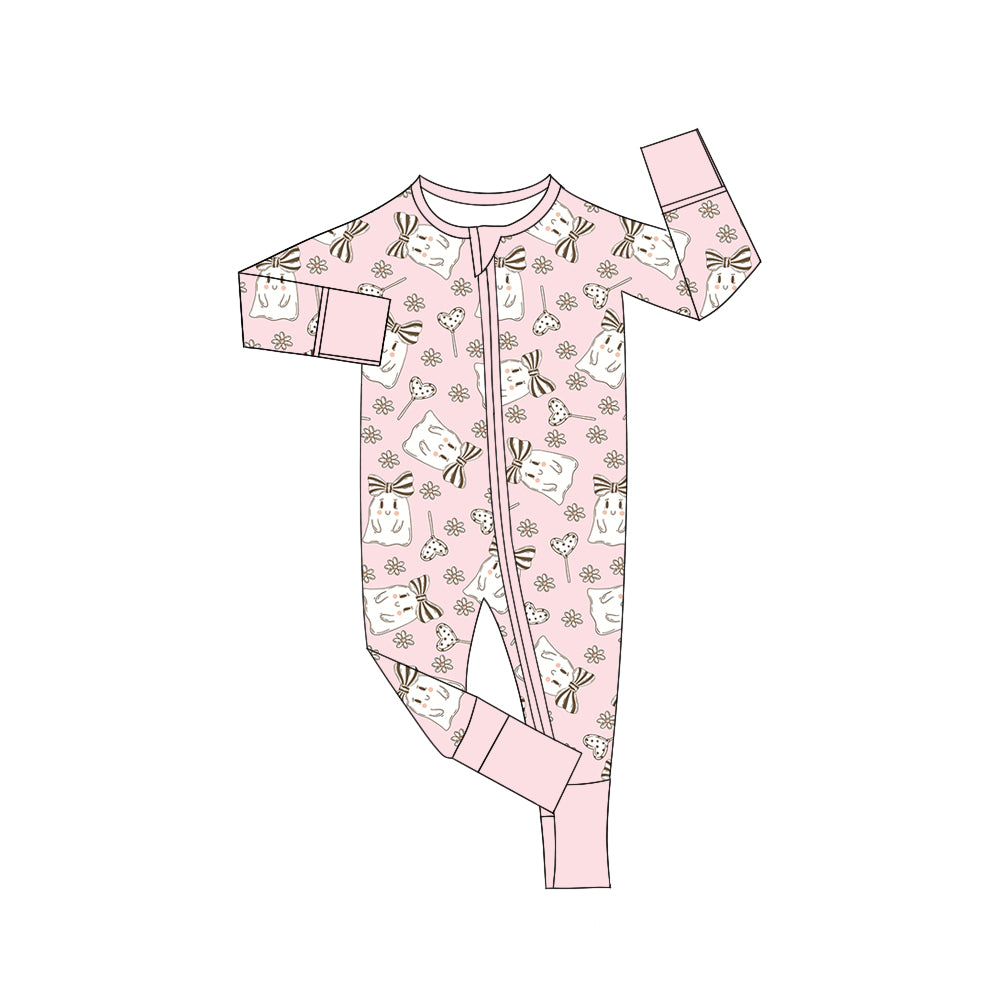 7.5 custom each style moq 5eta 4-6week baby girls ghost pink long sleeve rompers
