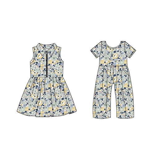 5.5 custom each style moq 5eta 4-6week Sibling Sister baby girl short sleeve yoga dresses and jumpsuit match design