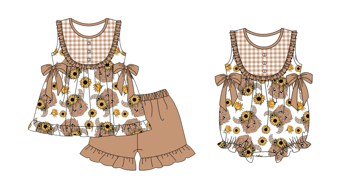 11.23 custom each style moq 5eta 4-6week Sibling Sister alpine head floral baby boy short sleeve shorts sets and rompers match design